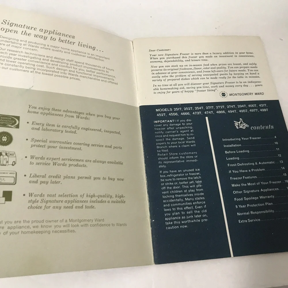 Montgomery Ward Signature Freezer Instruction Booklet